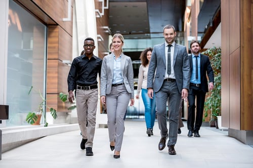 young multi ethnic business people group walking standing and top view young multi ethnic business people group walking standing and top view